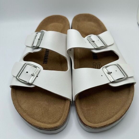 CUSHIONAIRE Women's Cork Footbed Sandal With +Comfort 10 WHITE - Picture 2 of 7